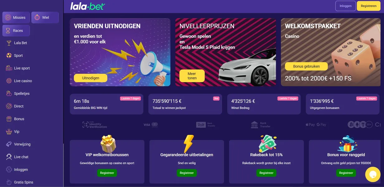 Registratie van een account bij Lalabet Casino
